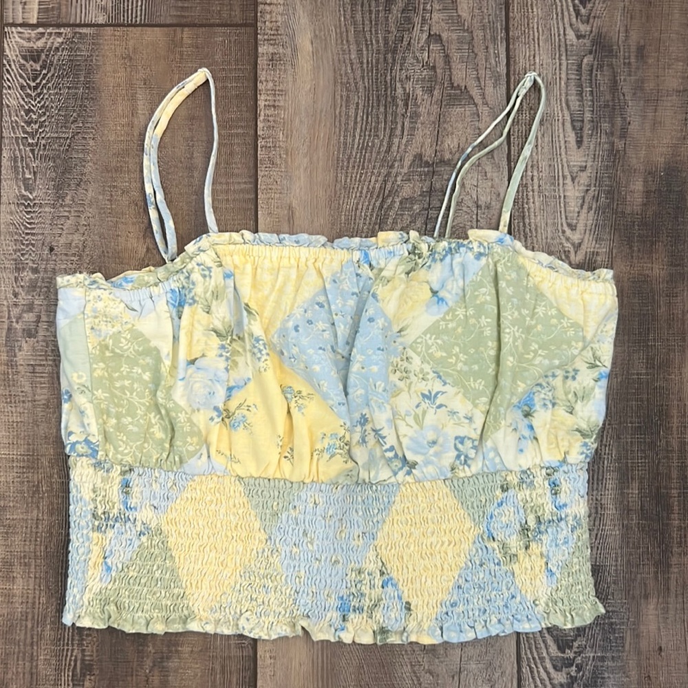 AE Floral Crop Tank Top